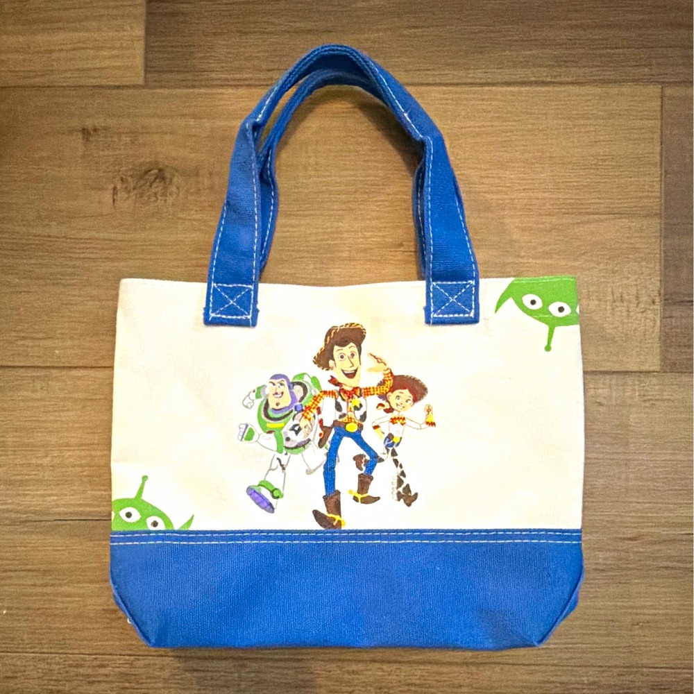 Pottery Barn Kids Toy Story Cotton Small Tote Bag Buzz Woody Jessie Blue/White